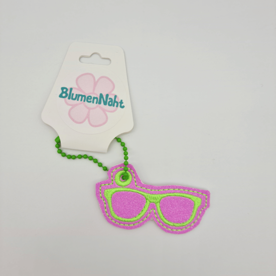 Kleiner Anhänger Brille #5 glitzerpink/neon-grün
